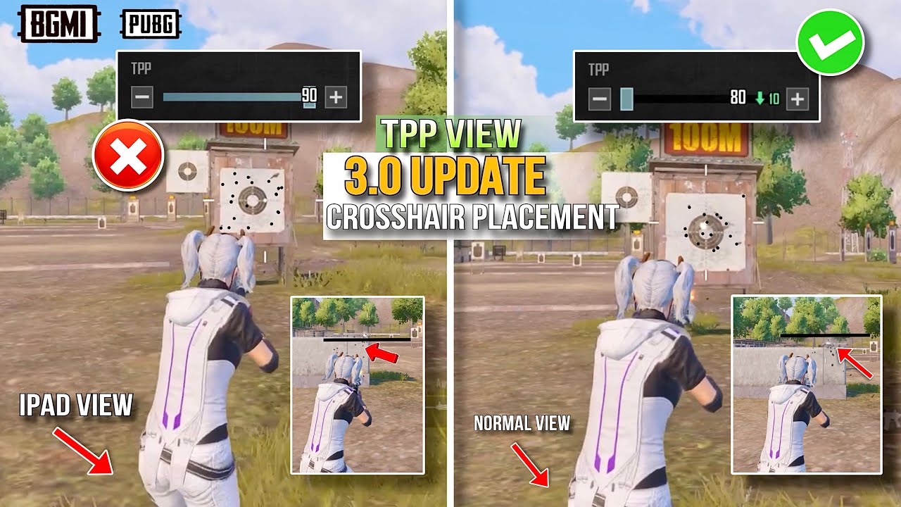Tpp View & CROSSHAIR PLACEMENT 3.0 update BGMI PUBGM Settings ✅ ! crosshair placement