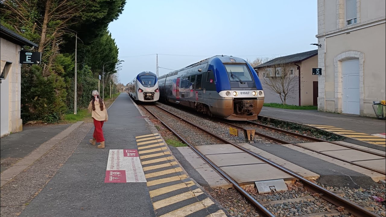 Passage varié de train en gare de Castillon la bataille 