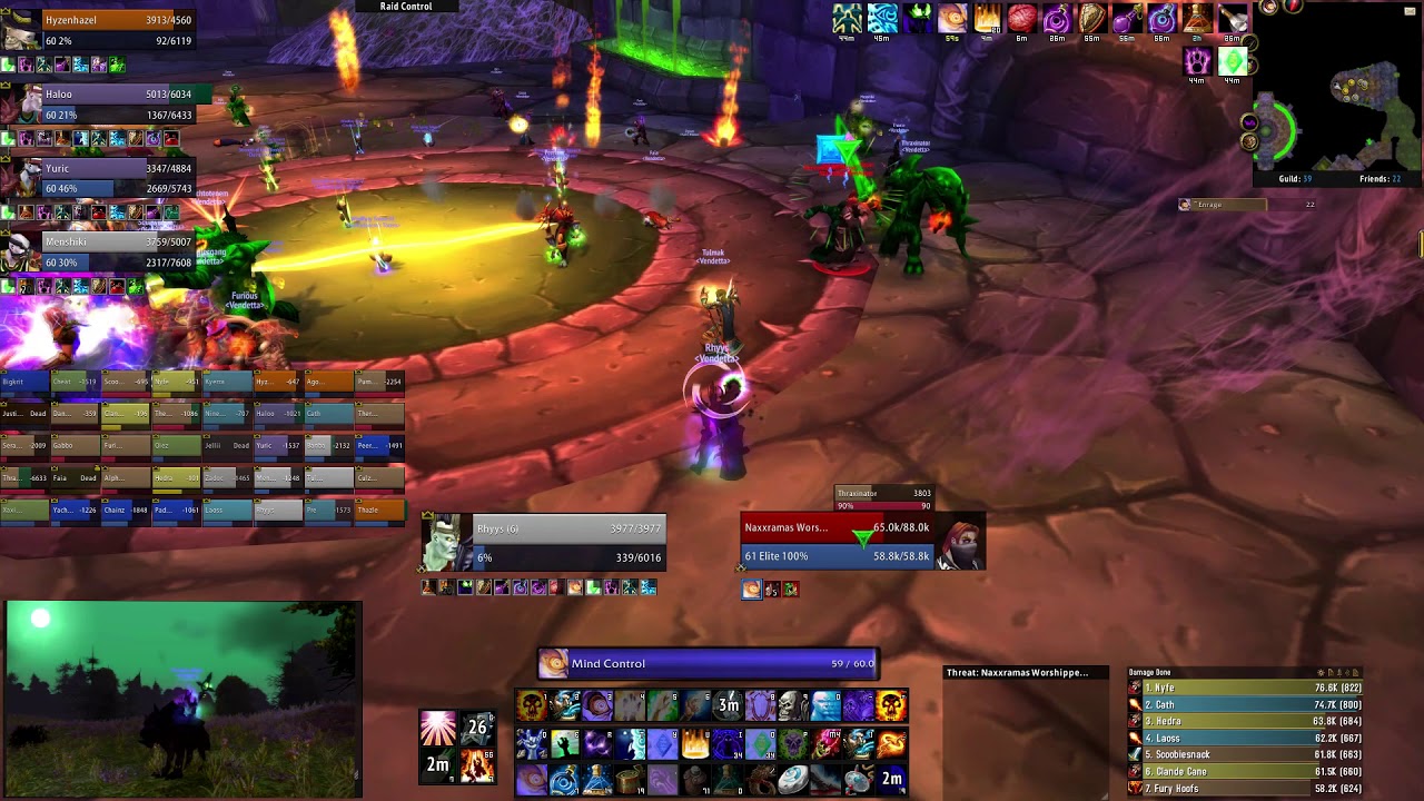 Classic WoW - Naxxramas Grand Widow Faerlina 1st Kill - Vendetta (H) Shadow Priest POV