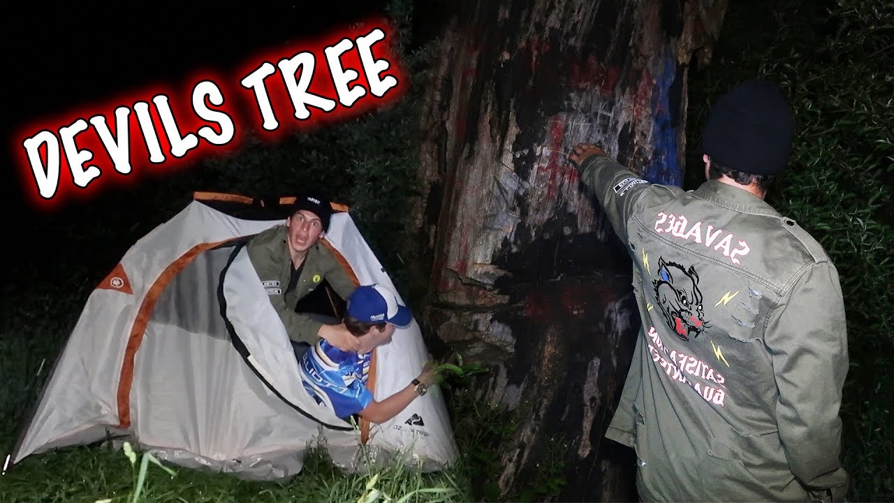 CAMPING OVERNIGHT AT THE DEVILS TREE!! *WHAT HAPPENS IF YOU TOUCH THE DEVILS TREE?*