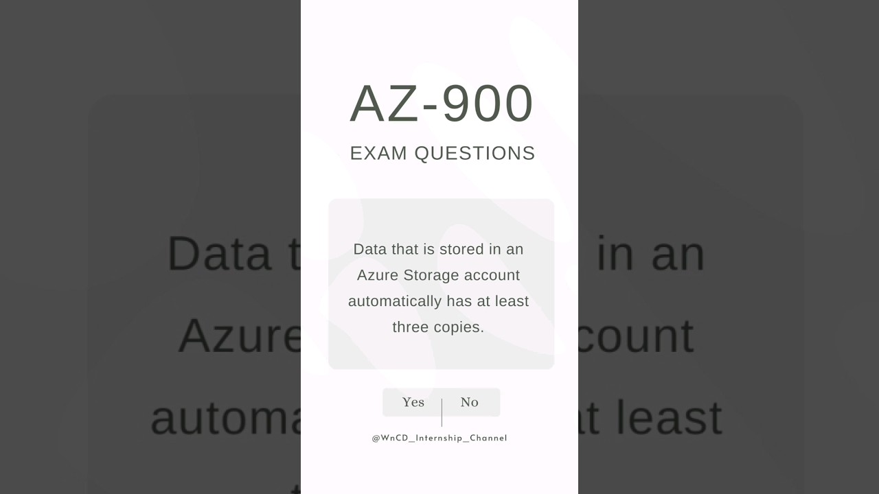 AZ- 900 REAL EXAM QUESTIONS #azure #microsoft #examquestion #question #shorts #viral #trending