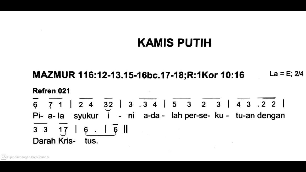 [Edisi Baru] Kamis, 2 April 2026 - KAMIS PUTIH - Perjamuan Malam Terakhir - Mazmur Tanggapan - Thn A