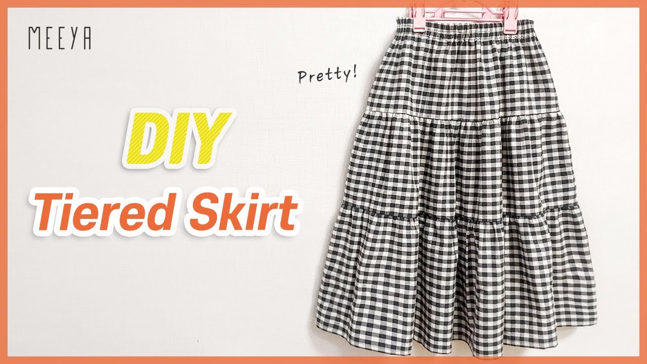DIY Tiered Skirt Without Pattern|패턴없이 주름치마 만들기| Ruffled skirt tutoria|옷 만들기| 고무줄|스커트| パターンなしでスカートを作)