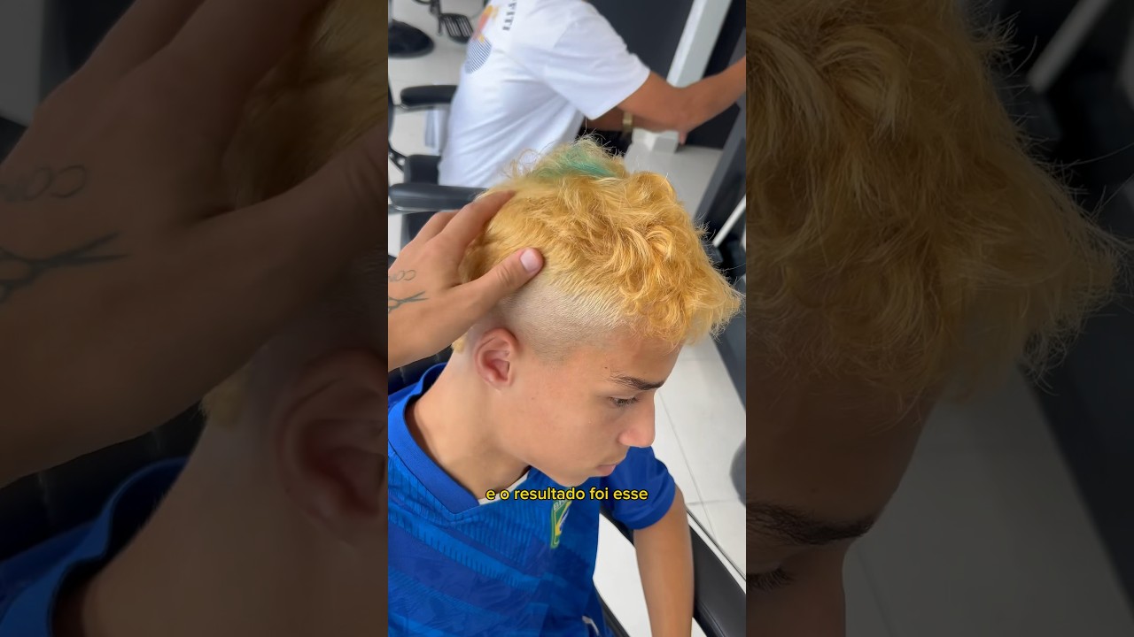 FOI DESCOLORIR O CABELO EM CASA E DEU RUIM!! #barber #barbershop #shorts