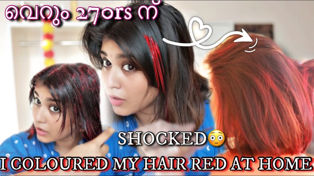 ഞെട്ടിപ്പോയി😳270rs ന് i coloured my hair red at home for the first time |sruthysathyan