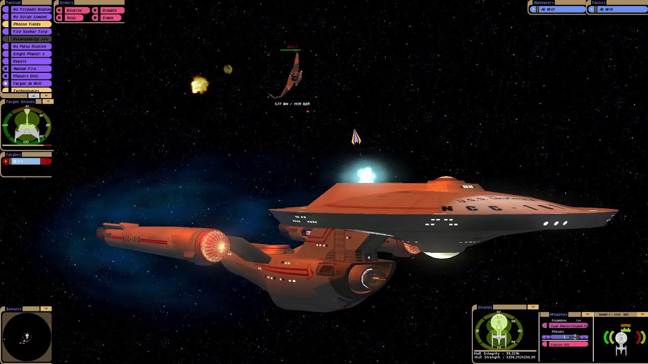USS Crusader vs Klingon TOS Ships | KM | Star Trek Bridge Commander