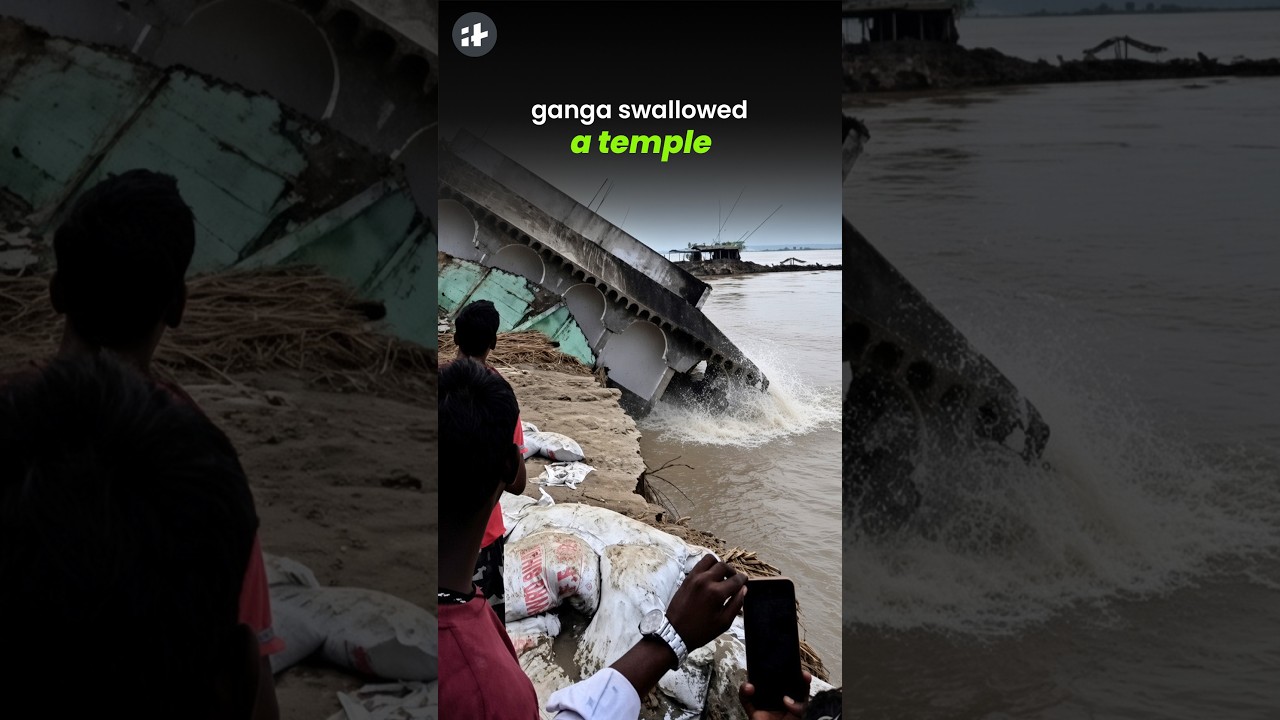 ganga swallows century-old temple in bihar #shorts