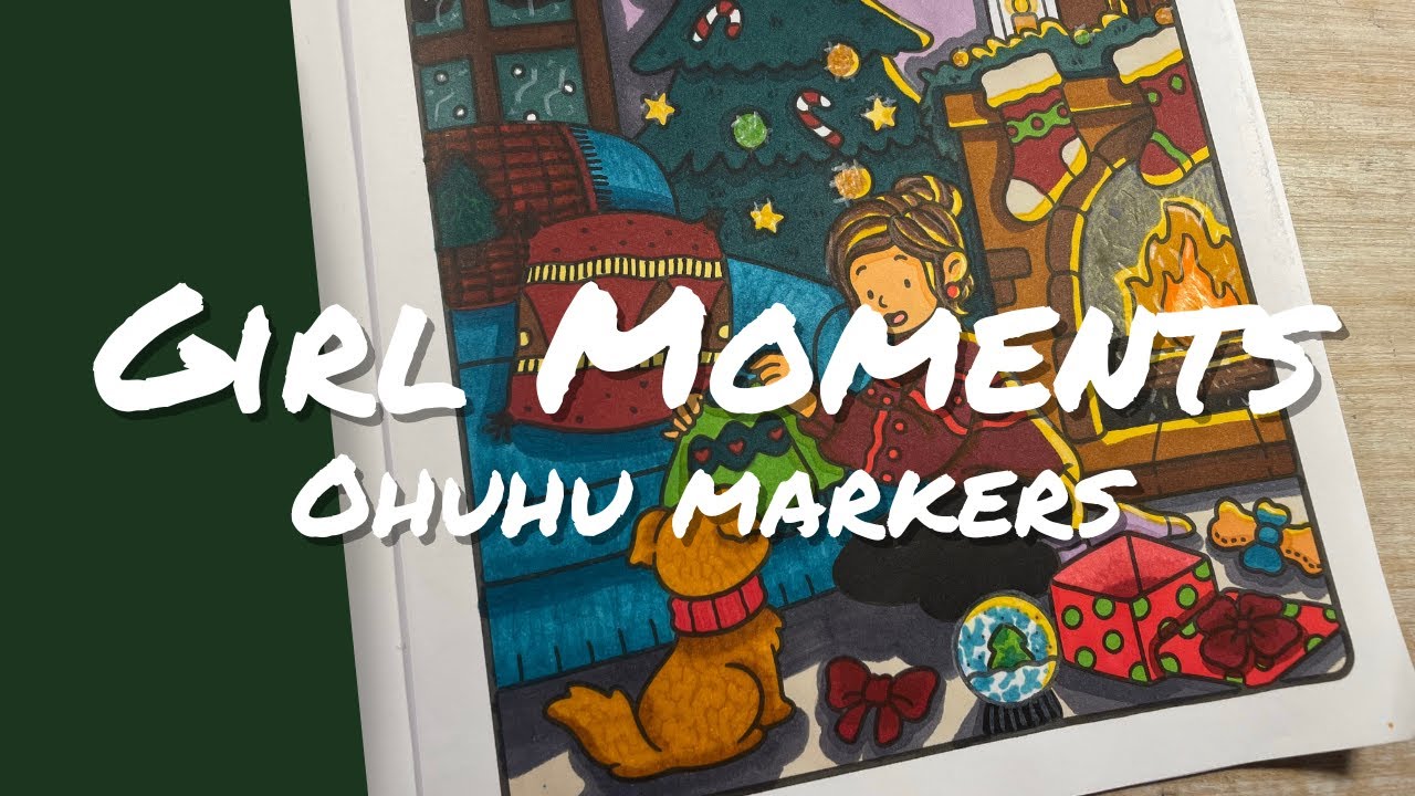 Christmas Color with Me | Coco Wyo 'Girl Moments' & Ohuhu Markers | Instrumental Holiday Music