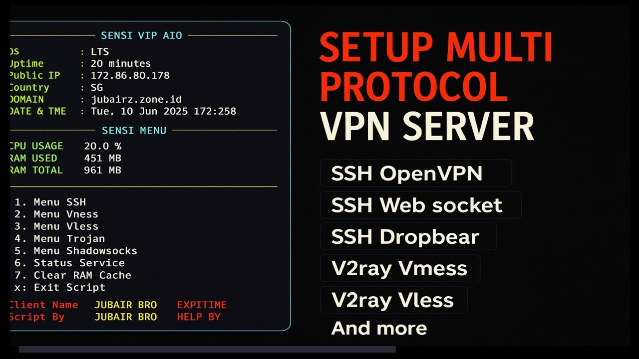 🔥 How to Setup Multi Protocol VPN Server | SSH, V2Ray, Trojan, WebSocket | Lifetime Access!