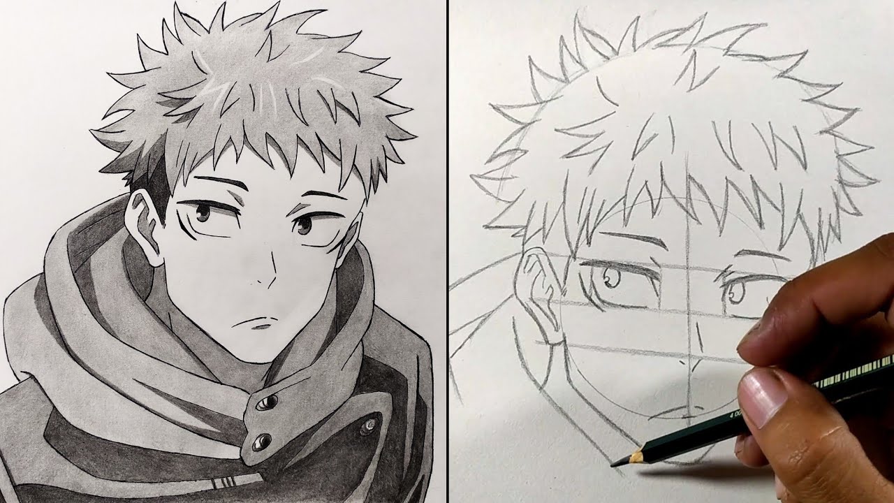 Cara Menggambar Itadori Yuuji | How to Draw Itadori Yuji Step by Step - Jujutsu Kaisen