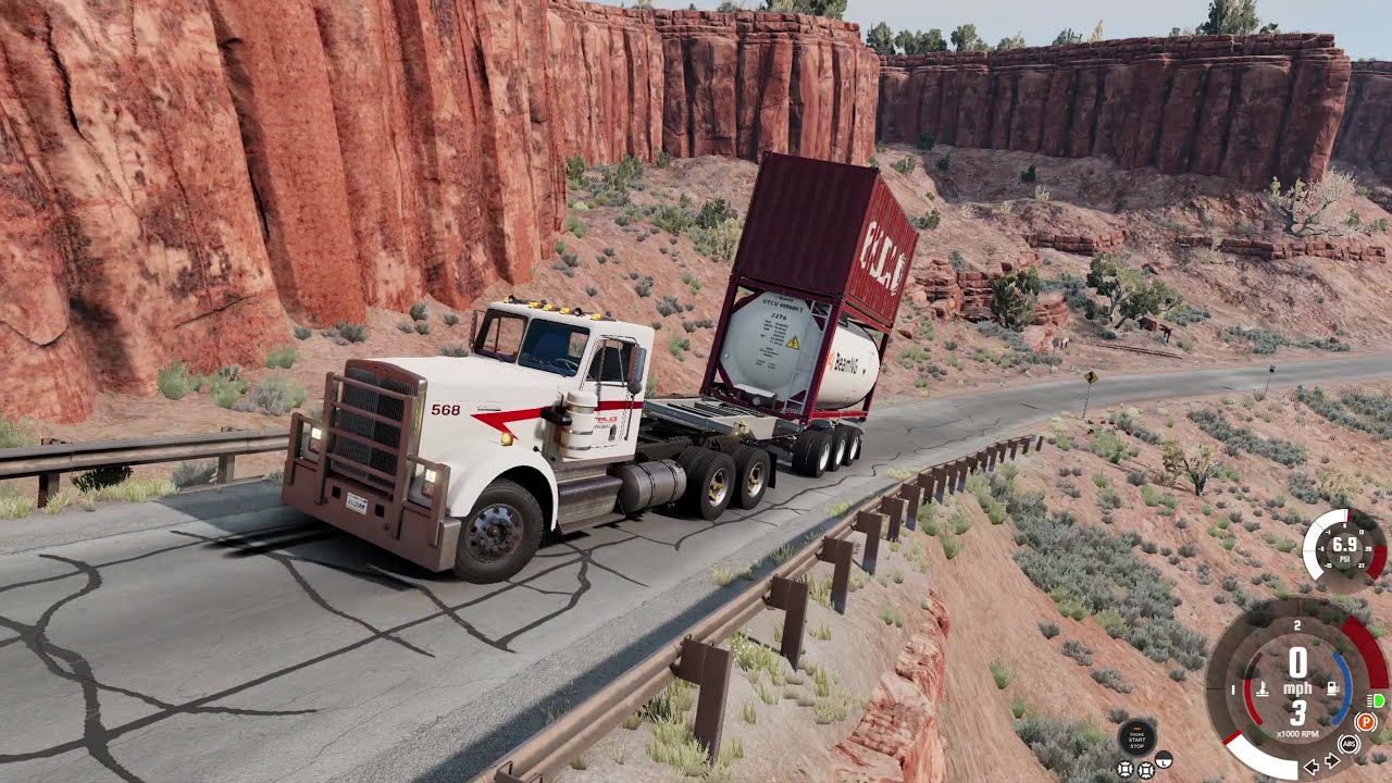 Transporting heavy oil contairner through T-Series gameplay || BeamNG.drive