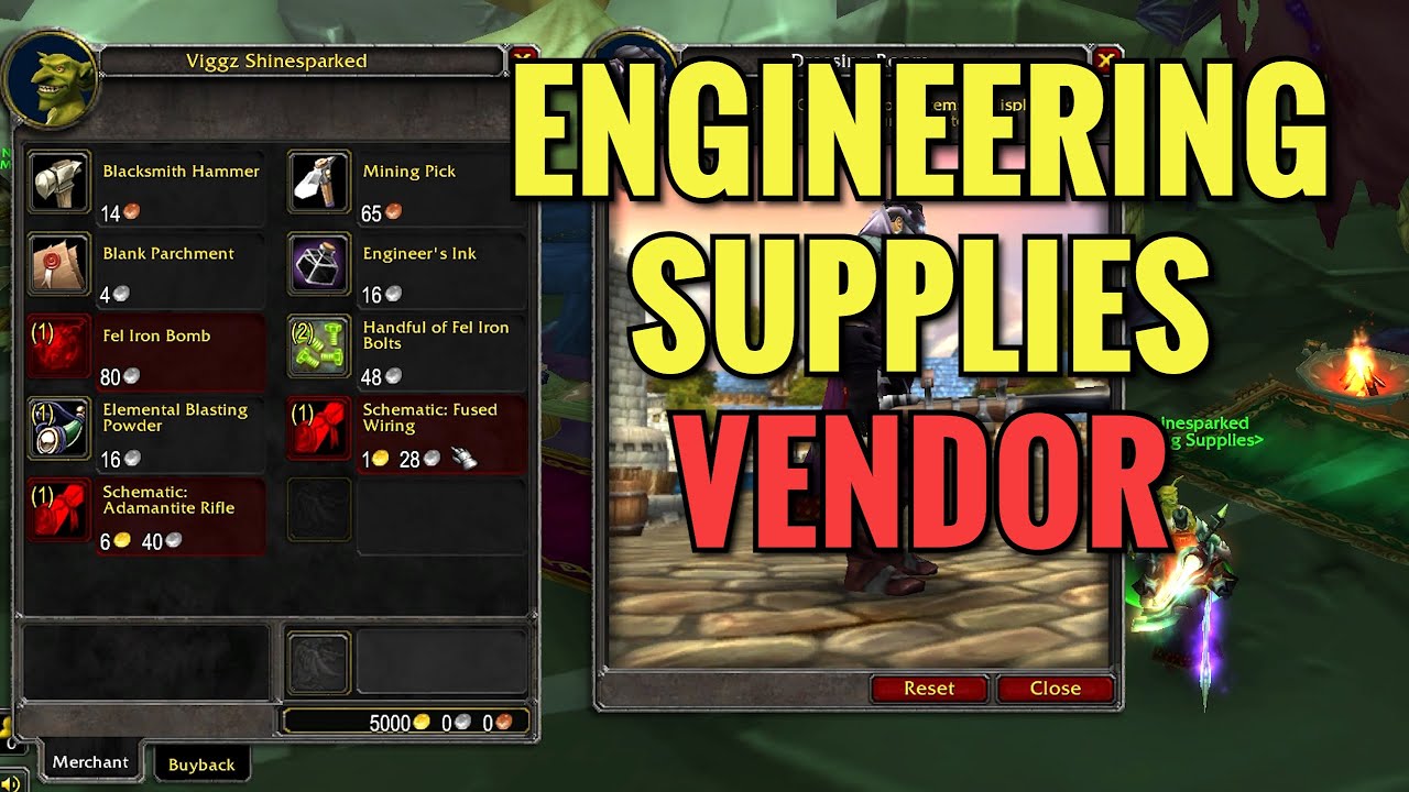 Shattrath Engineering Supplies Vendor Location (WoW TBC)