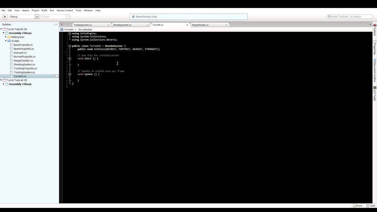 Unity Turret Tutorial - Part 3 TurretAi