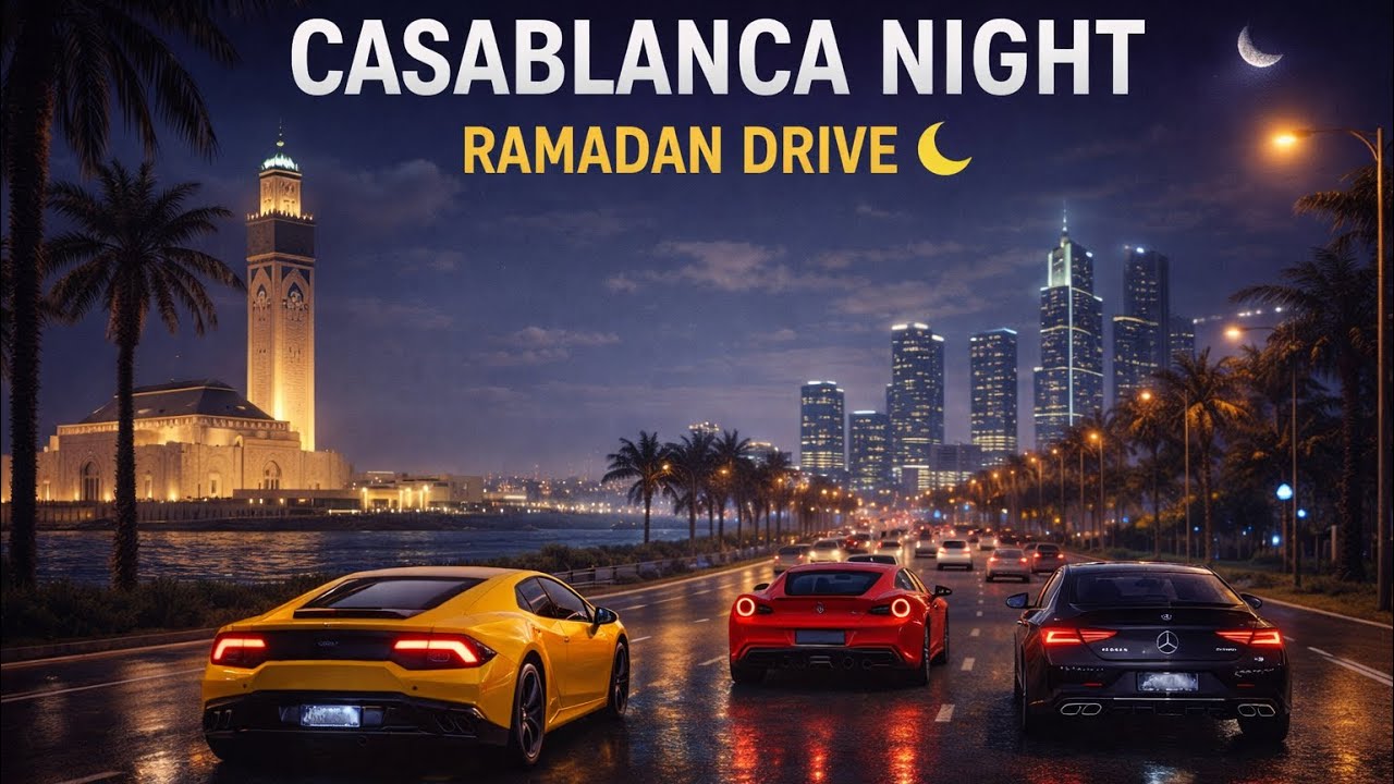 Casablanca Ramadan Night Drive 🌙 | After Tarawih City Lights 4K POV