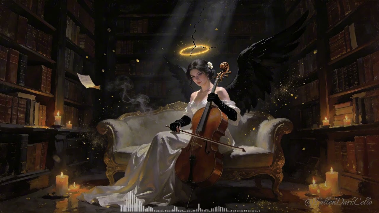 Dark Academia Library — Neoclassical Cello