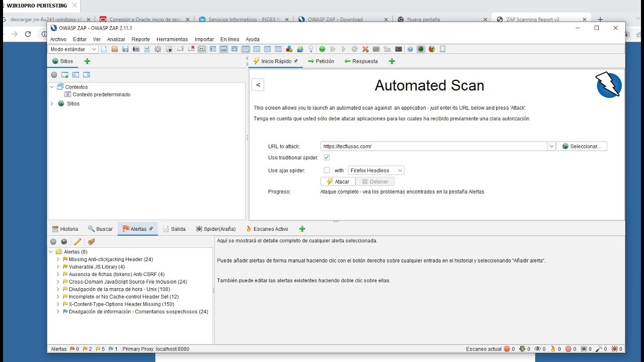 Analisis de vulnerabilidades pagina web con OWASP ZAP