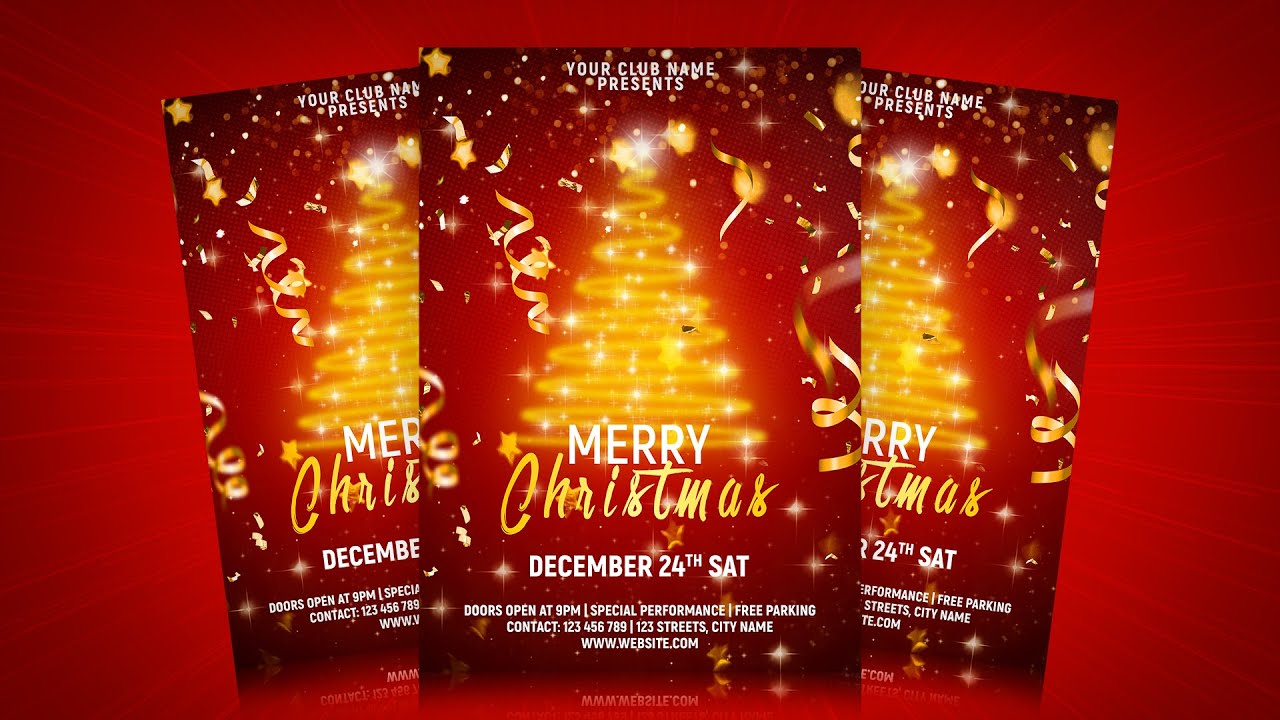 Professional Merry Christmas Flyer Design | Photoshop Tutorial