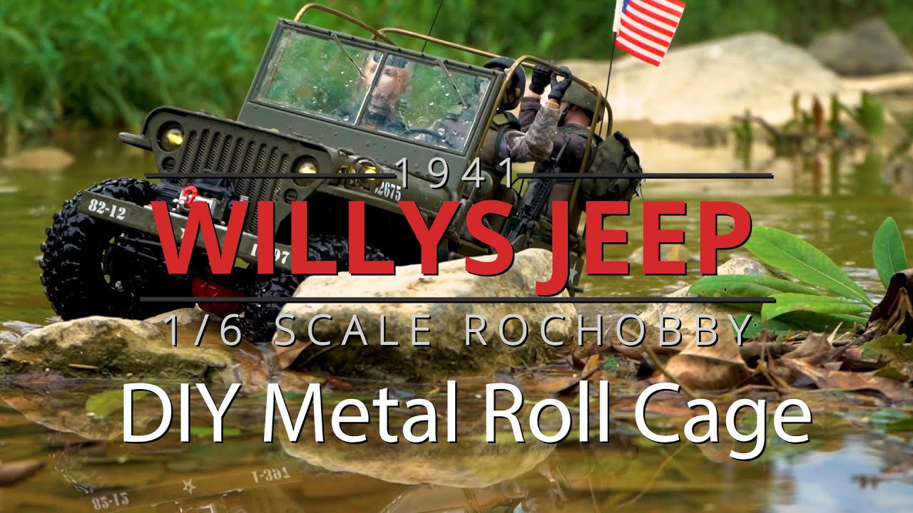 ROCHobby 1/6 Scale 4x4 off road RC Truck 1941 Willys Jeep DIY Metal Roll Cage RC Crawler Extreme
