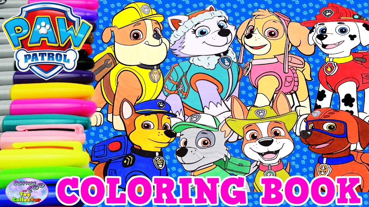 Paw Patrol Coloring Book All Pups Chase Skye Compilation Episode Surprise Egg and Toy Collector SETC