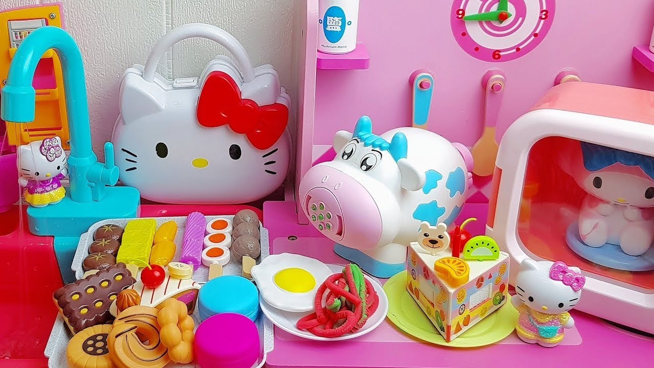 DIY Hello Kitty Kitchen ASMR Cooking Mini Food With Hello Kitty Pink Kitchen Set