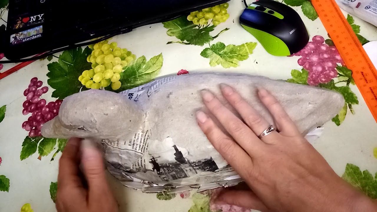 утка- шкатулка из папье-маше