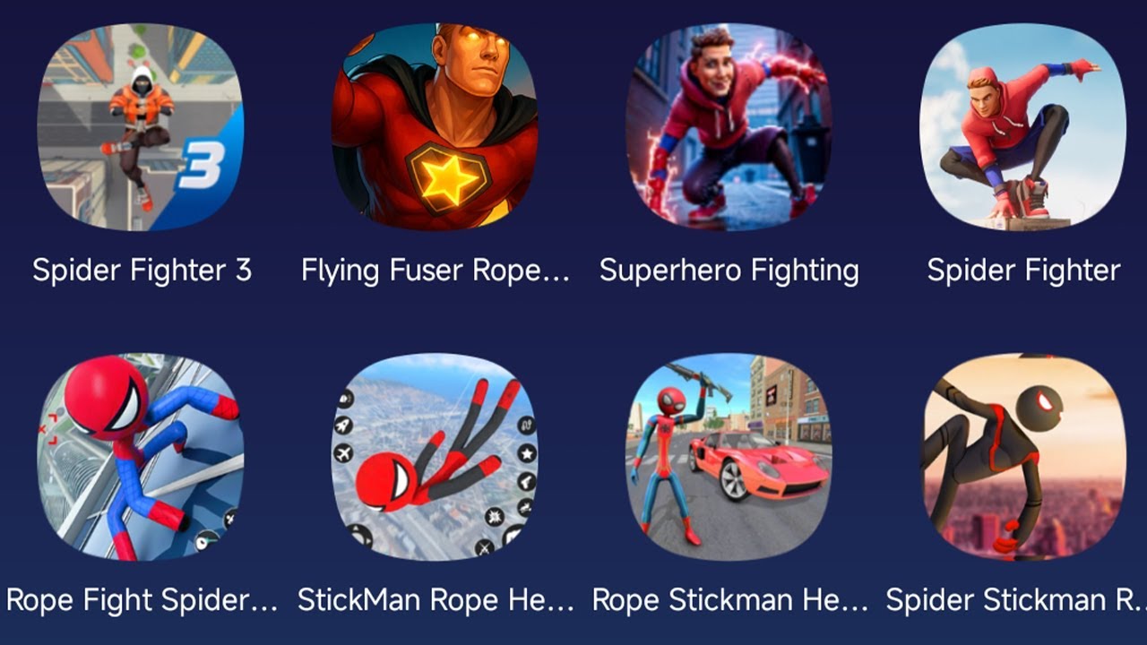 Spider Man,Spider Fighter 3,Flying Fuser Rope Hero,Spider Fighter,Rope Fight Spider,Spider Stickman