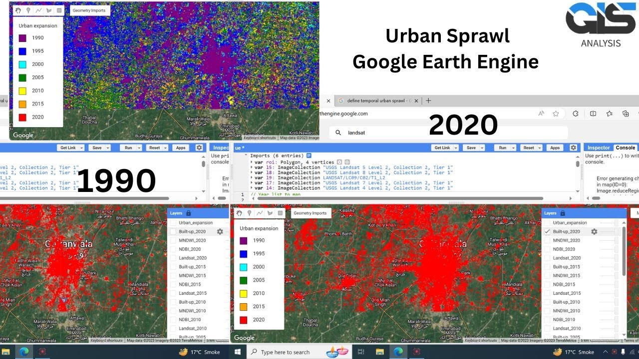 How to make Urban Sprawl Map 1990 - 2023 || Urban Growth || Urban Sprawl Map || Google Earth Engine