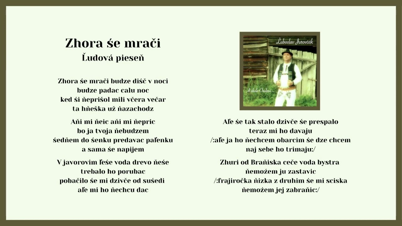ĽUBOSLAV JUROVČAK, Muzikanci raslavicke,  Zhora še mrači, ľudová, VIDEOROHAL