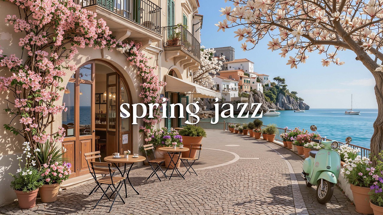Mediterranean Seaside Jazz Café | Ocean Breeze, Warm Sun & Calm Productivity