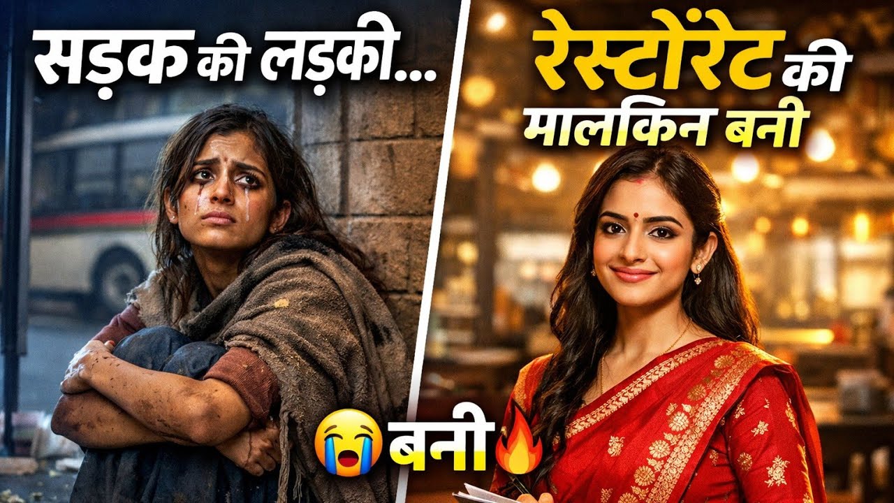 सड़क की लड़की से रेस्टोरेंट की मालकिन 😭 | Emotional Hindi Story#youtube 