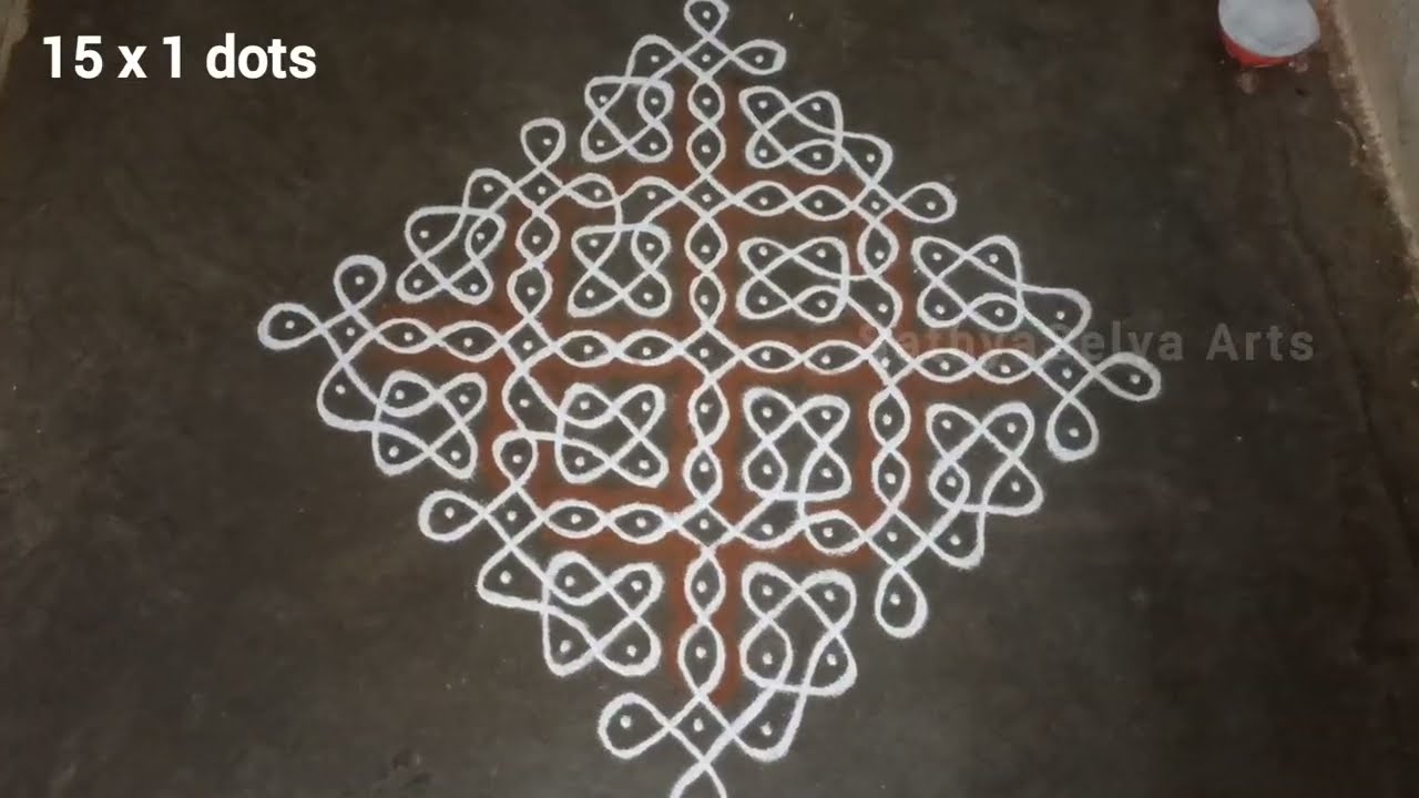 Margazhi kolam series | 15 x 1 dots kambi kolam | Dhanur madham big sikku kolam | SathyaSelva Arts