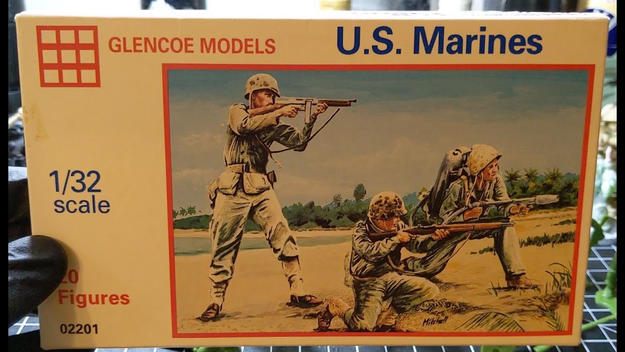 WW2 U.S. MARINES 1/32 SCALE FIGURES BY GLENCOE MODELS | PLASTIC ARMY MEN|MOOSEWORKS PLASTIC SOLDIERS
