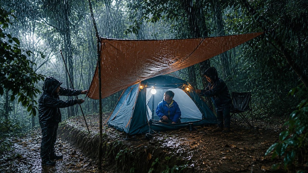  BADAI PETIR PALING GILA YANG PERNAH SAYA HADAPI‼️Berkemah di Tengah Hujan Lebat. Badai petir