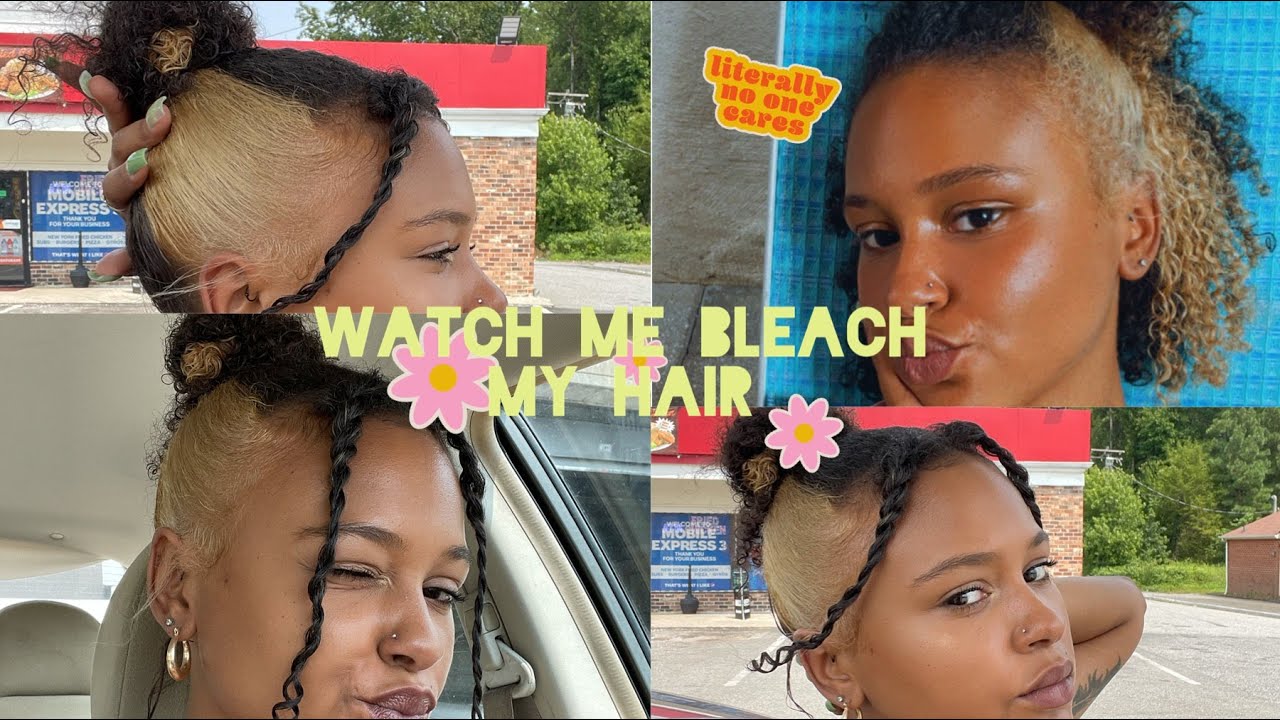 VLOG | Watch me BLEACH MY HAIR | SKUNK STRIPE on natural hair!