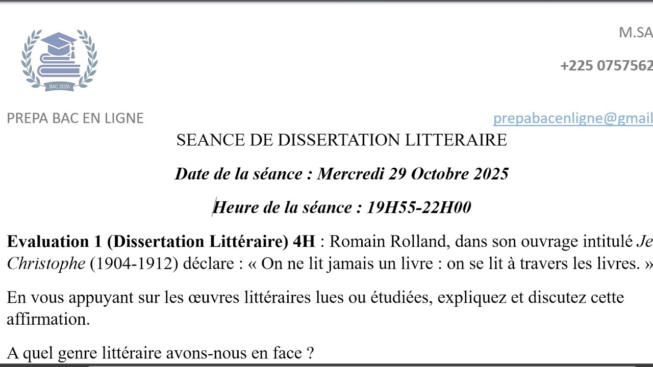 DISSERTATION LITTÉRAIRE 