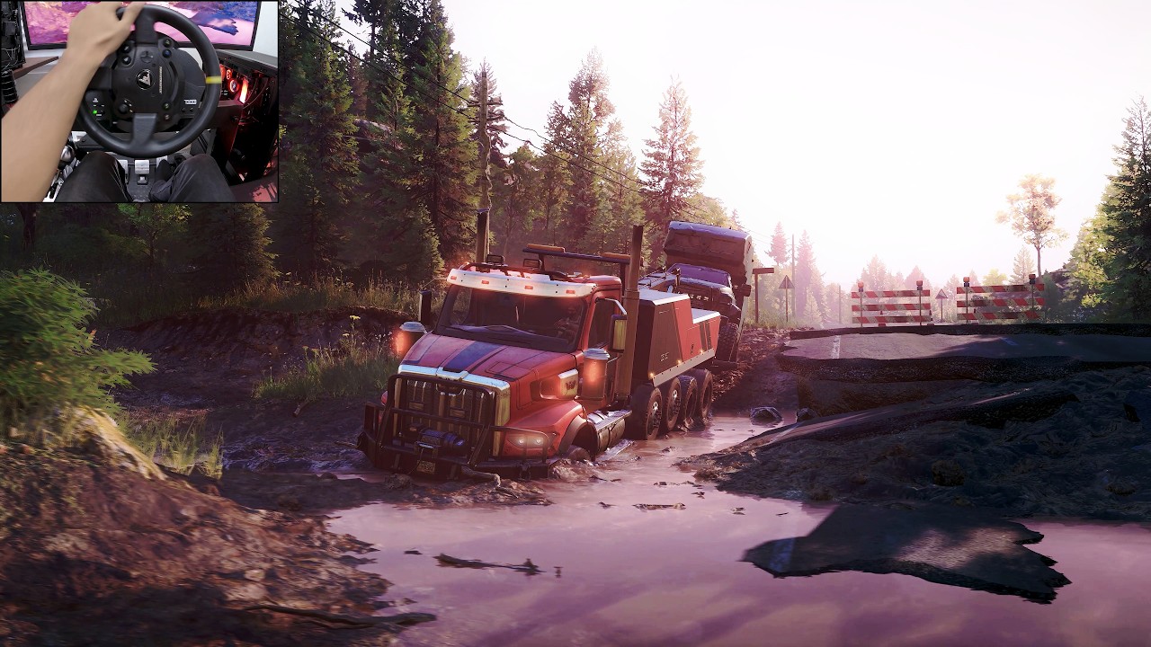 Recovering a wrecked EarthRoamer - SnowRunner | Steering wheel gameplay