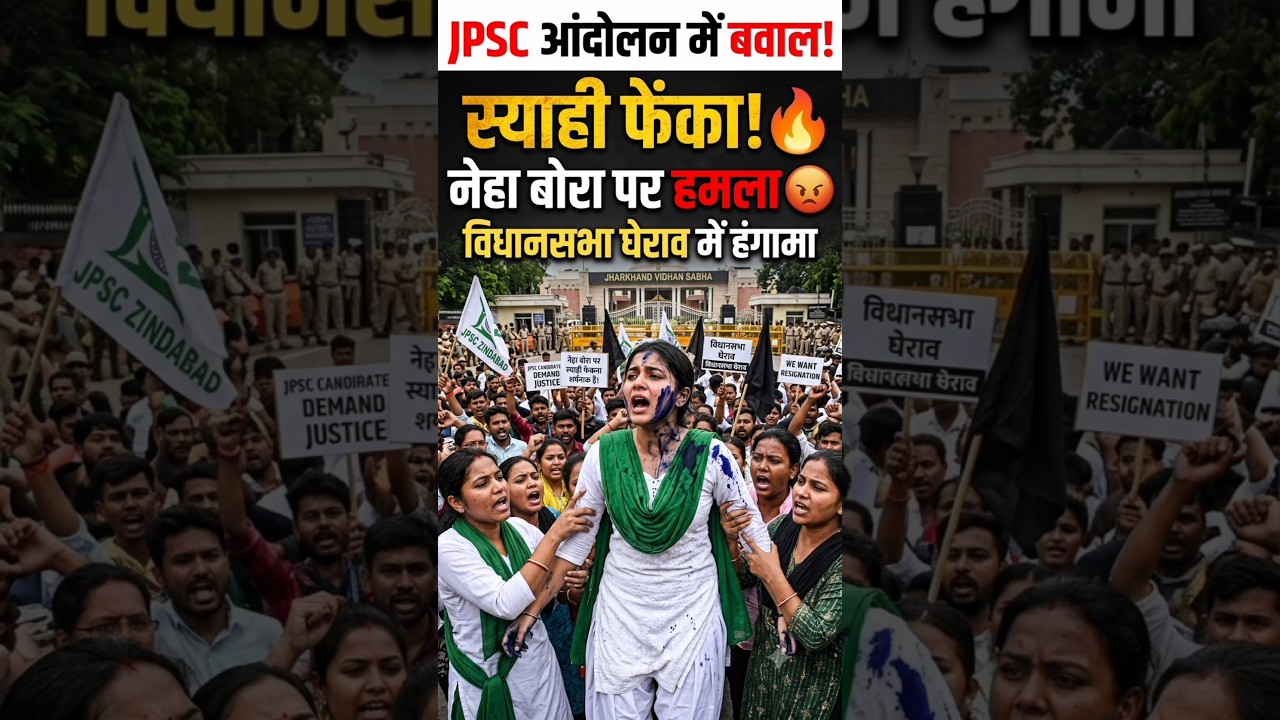 JPSC आंदोलन में बवाल! विधानसभा घेराव में नेहा बोरा पर फेंकी गई स्याही! 🚨 #jpsc