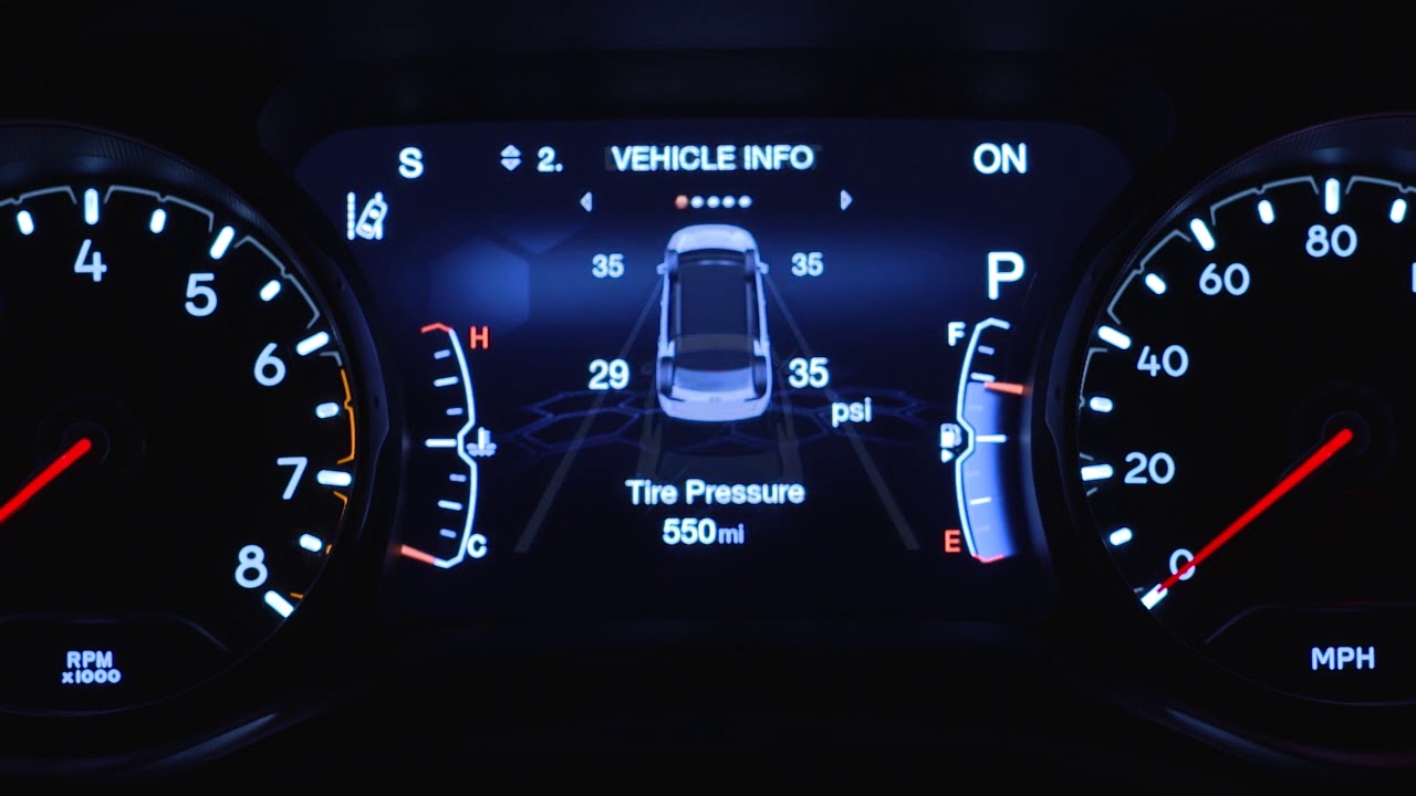 Instrument Cluster Display-The digital dashboard on the car instrument panel of 2018 Jeep Compass
