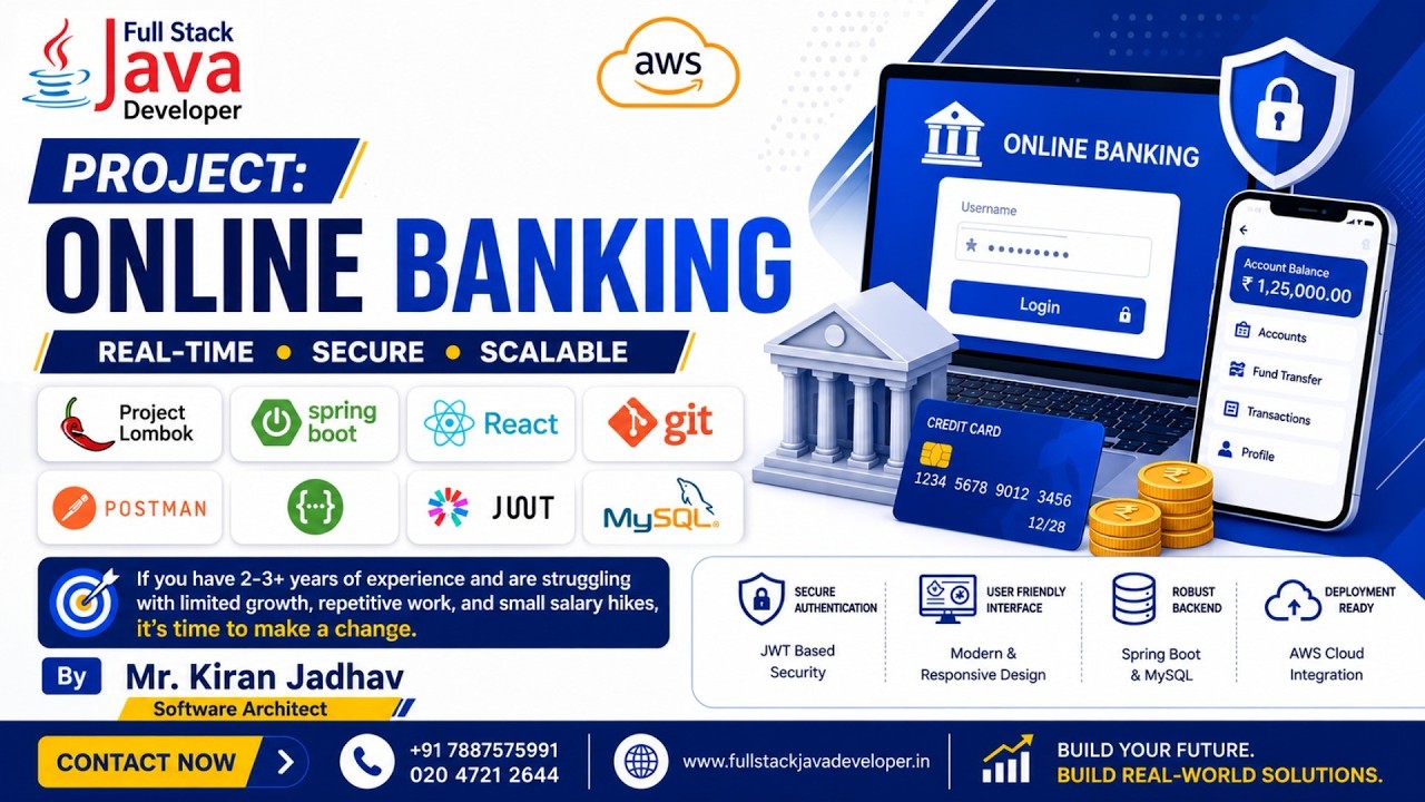 Online Banking Project | Spring Boot with React JS | Learn with Mr. Kiran Jadhav