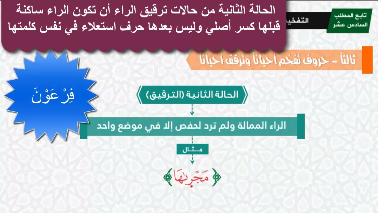 دقائق تجويدية الموسم السادس  رمضان 1447هـ   الحلقة الخامسة عشرة   الحالة الرابعةمن حالات ترقيق الراء