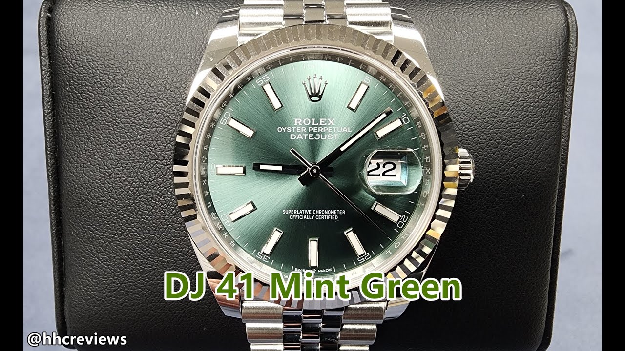 Rolex Datejust 41 Mint Green White Gold Bezel (126334-0028）