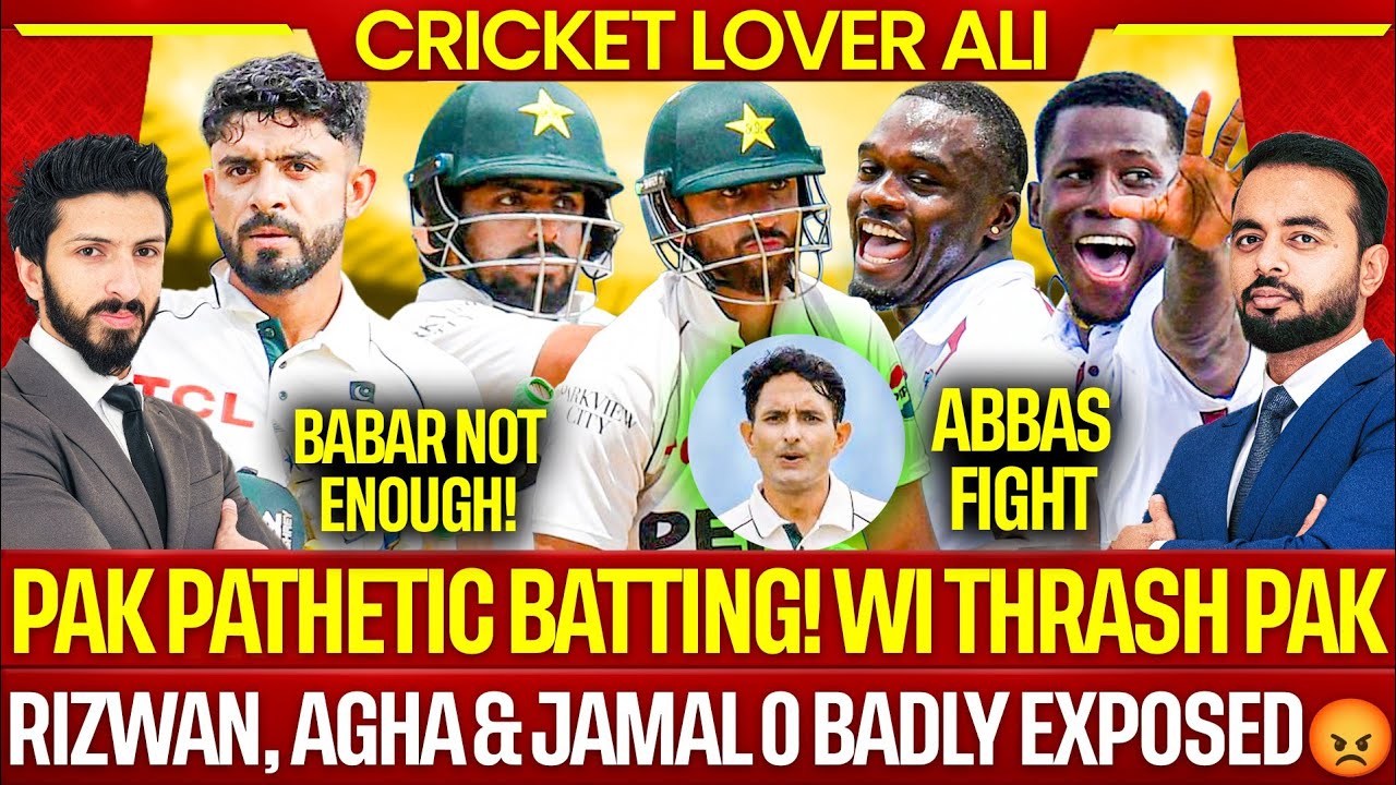 Pak Pathetic Batting! WI Thrash Pak | Babar not Enough❌ Abbas Fight | Rizwan, Agha & Jamal Exposed 😡