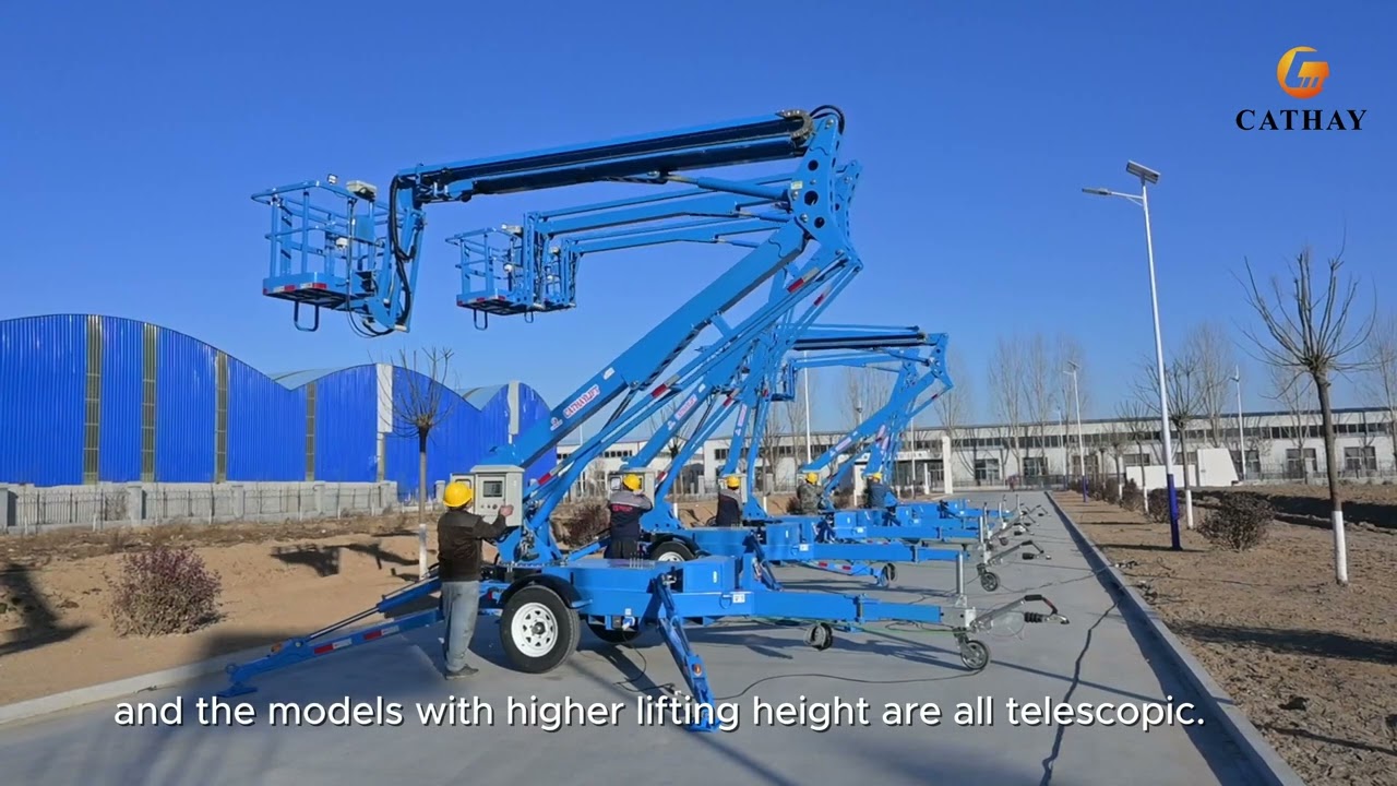 CATHAYLIFT 10~22M electric trailer towable boom lift cherry picker Shandong Cathay Machienry Co ,ltd