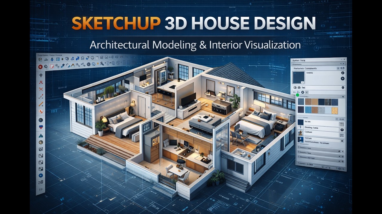 Design a Complete House in SketchUp! 3D Modeling and Interior Visualization Guide