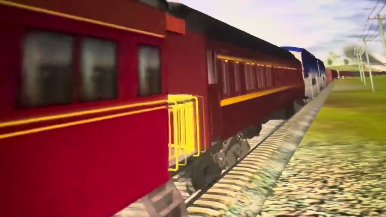Reading t-1 2102 and gulf mobile and Ohio 425 double head a 19 car passenger train
