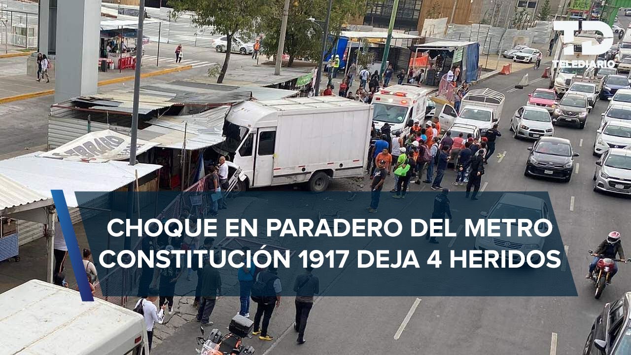 Camioneta de carga choca contra microb&uacute;s y con puestos del paradero de Constituci&oacute;n de 1917