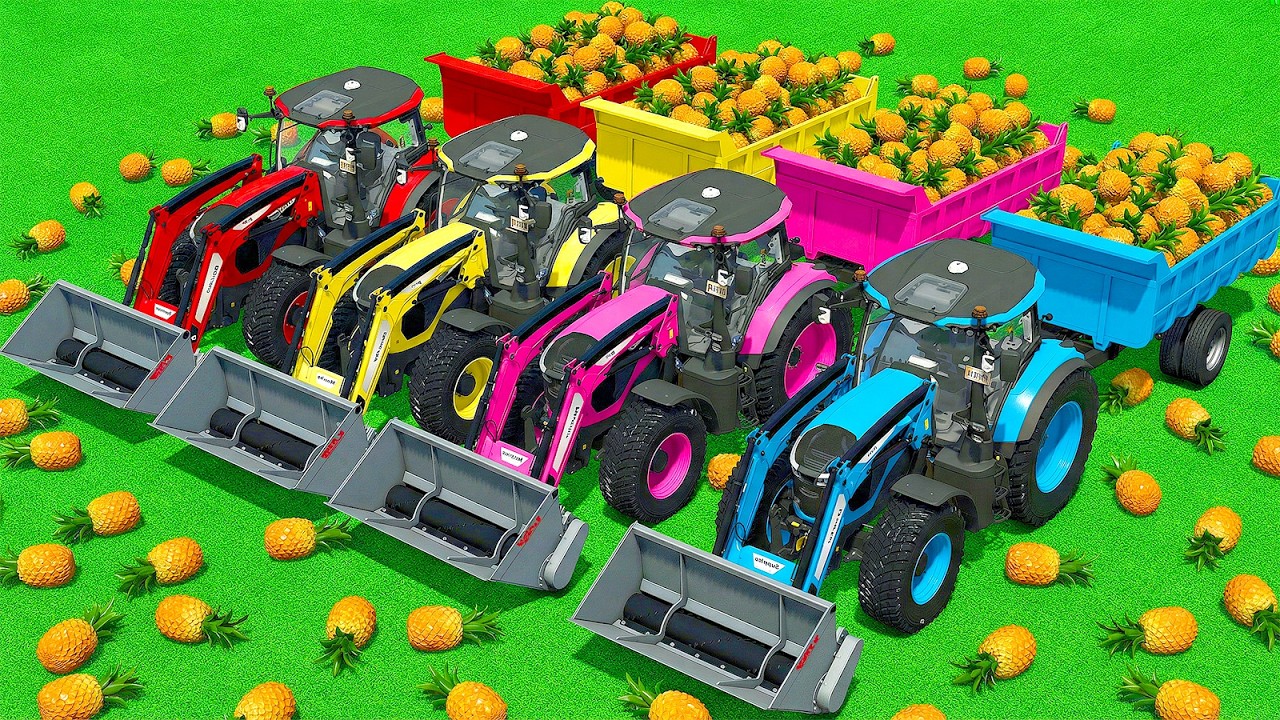 LOAD AND TRANSPORT PINEAPPLES WITH JOHN DEERE TRACTORS & HARVEST SUNFLOWER – Farming Simulator 25