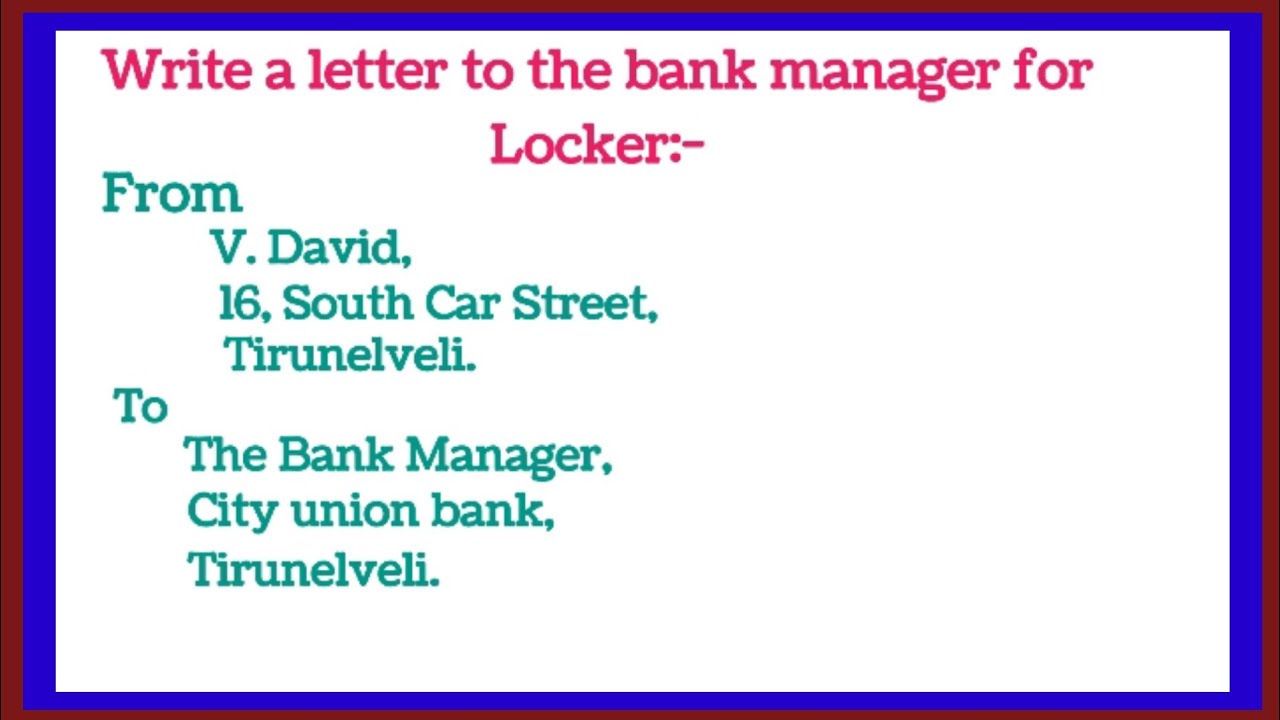 Letter writing in English || Write a letter to the bank manager for locker || JSJ JESY EDUCATION