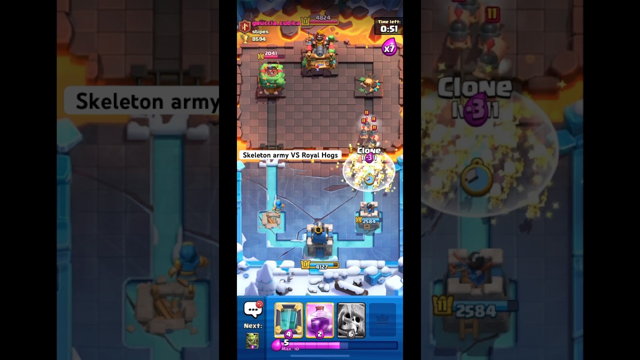 Skeleton Army VS Royal Hogs - CLASH ROYALE 