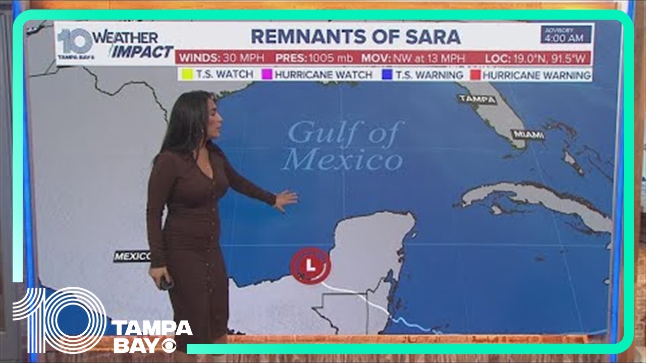 Tracking the Tropics: Sara dissipates over land, remnants will bring rain to Tampa Bay area this wee